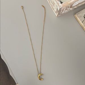 Gold Initial Necklace with Bubble C
